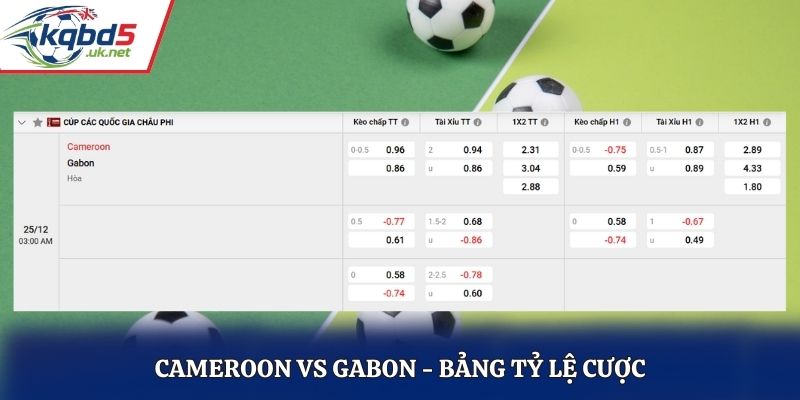 Bảng kèo nhà cái của Cameroon vs Gabon